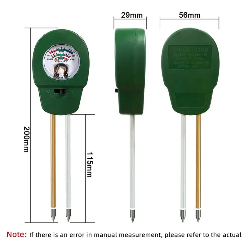 3-in-1 Soil Meter – Moisture, pH & Fertility Tester