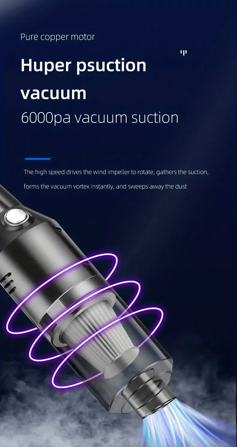 Cordless Car Vacuum Cleaner – Copper Motor, ABS