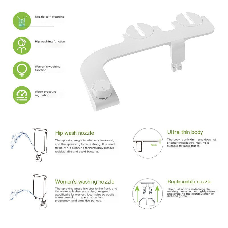 Slimline No-Electric Bidet with Dual Spray