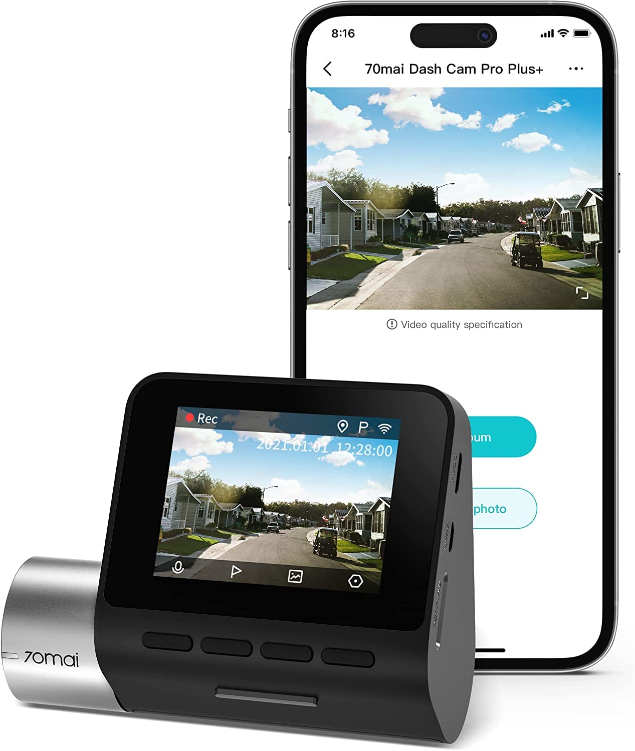 70mai A500S 1944P Dash Cam | GPS & ADAS | 140° Wide Angle | 64GB | Night Vision