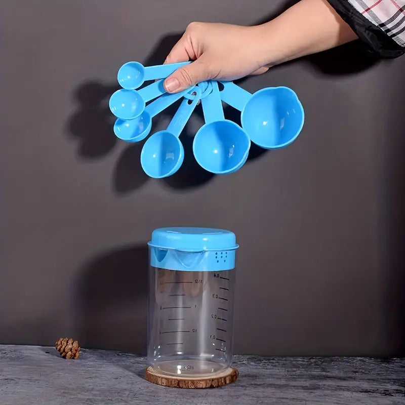 7-Piece Plastic Measuring Cup and Spoon Set for Baking