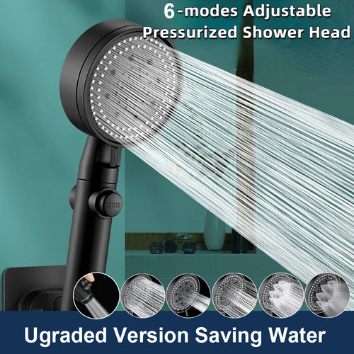 5-Mode High-Pressure Shower Head | Eco-Friendly | Black & Silver