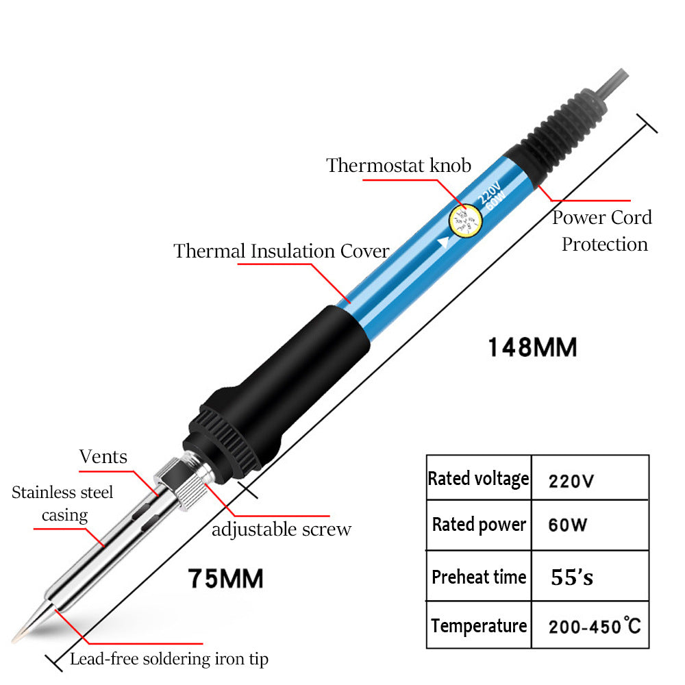 60W Adjustable Temperature Soldering Iron Set with Multimeter | 110V/220V