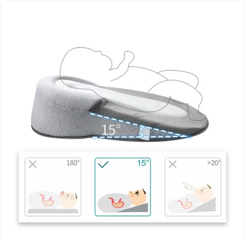 Baby Anti-Spit Up Pillow | Memory Foam | 15° Incline for Newborns