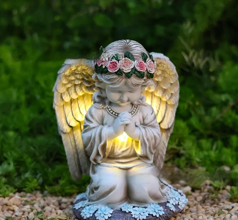 Resin Angel Solar Garden Lamp – Outdoor Yard Decor