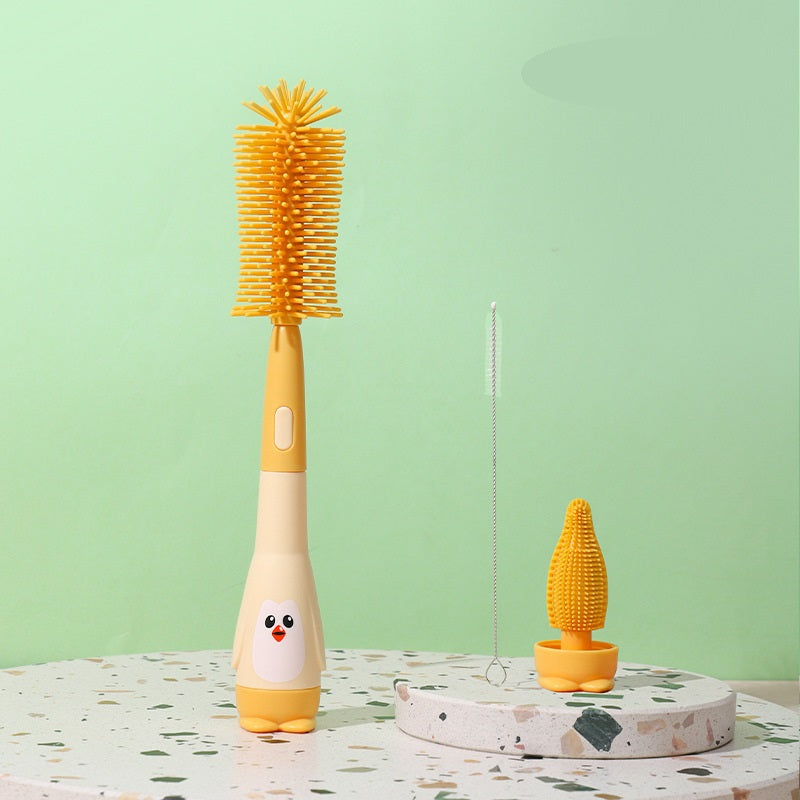 3-in-1 Silicone Baby Bottle Brush Set – Penguin Design