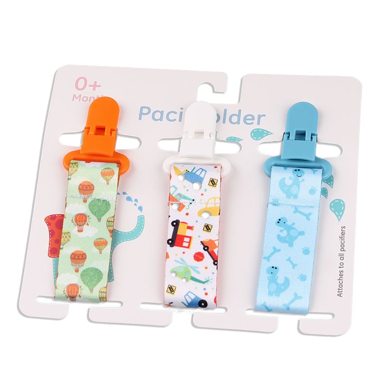 Baby Pacifier Clip Set – 3 Pack, Cartoon Designs