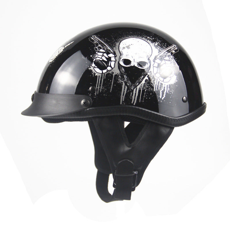 Open-Face Skull Motorcycle Helmet – ABS, 56–61 cm