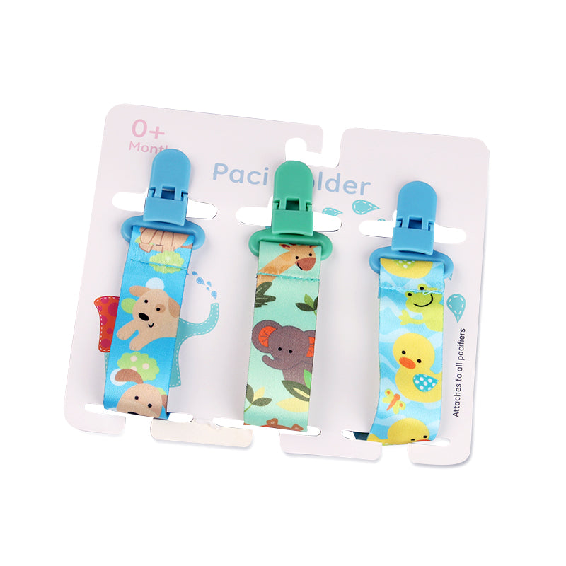 Baby Pacifier Clip Set – 3 Pack, Cartoon Designs