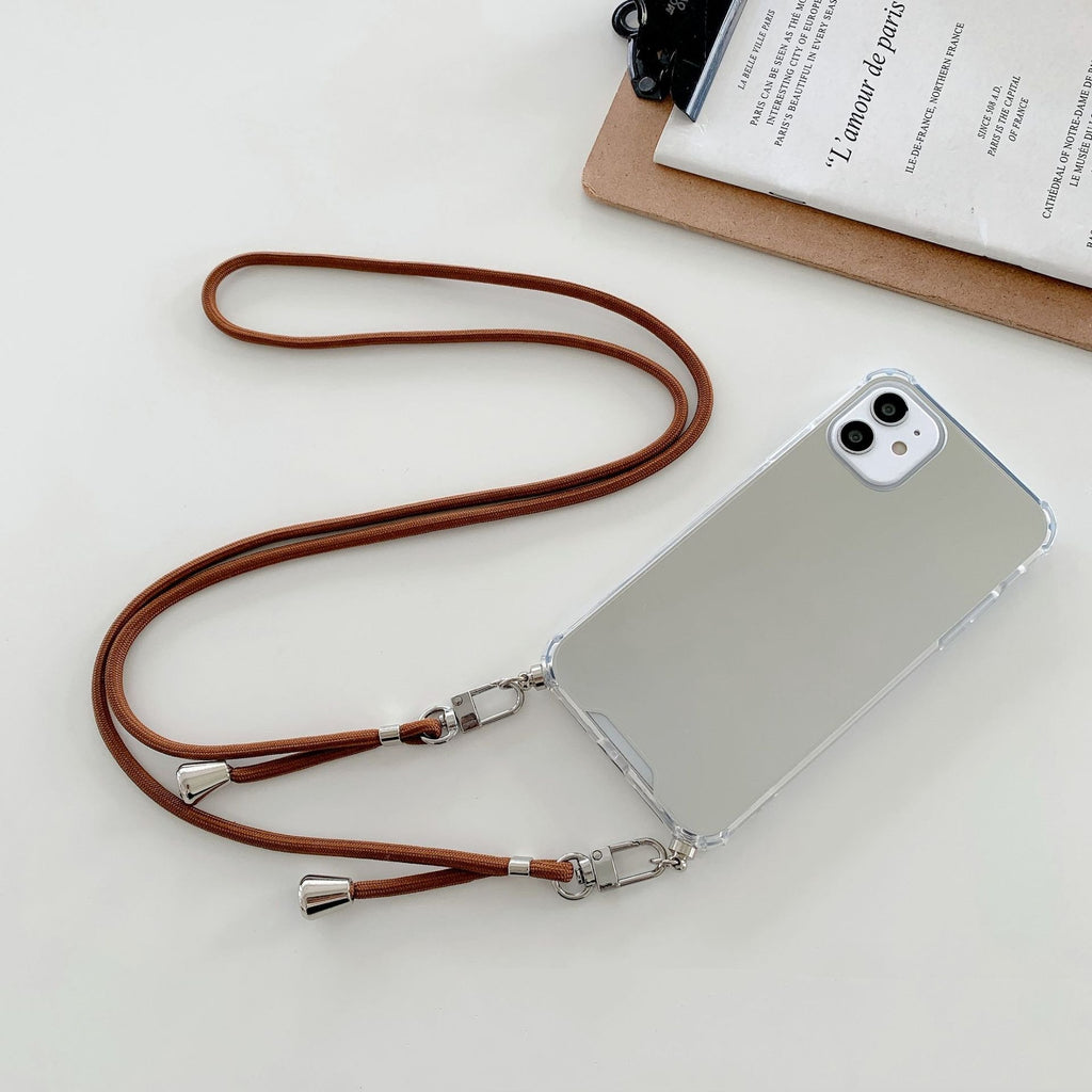 Mirror iPhone Case – Electroplated TPU with Chain & Lanyard