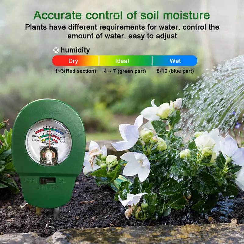 3-in-1 Soil Meter – Moisture, pH & Fertility Tester