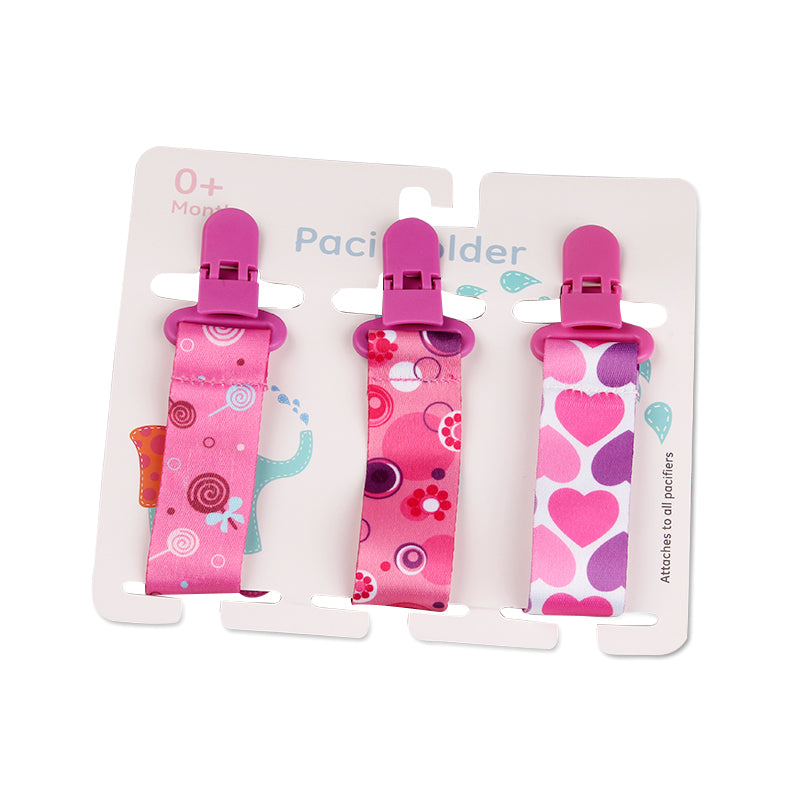 Baby Pacifier Clip Set – 3 Pack, Cartoon Designs