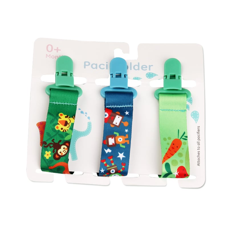 Baby Pacifier Clip Set – 3 Pack, Cartoon Designs