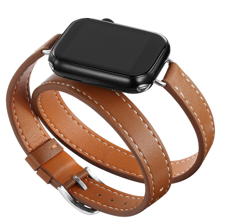 Slim Double Loop Leather Band for Apple Watch 8/7/6/4