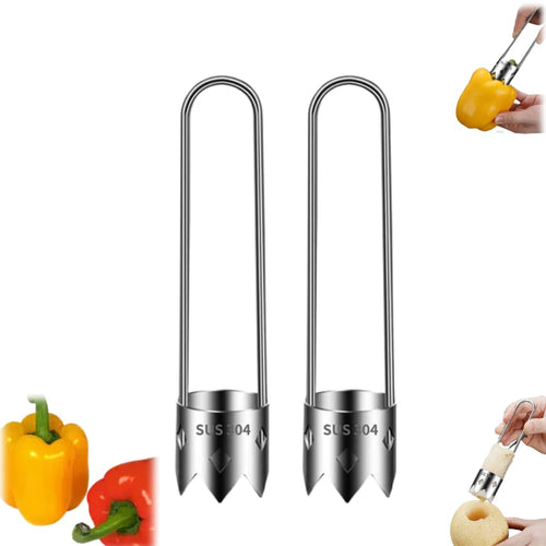 2024 Red Bell Pepper & Apple Seed Corer Set - Stainless Steel