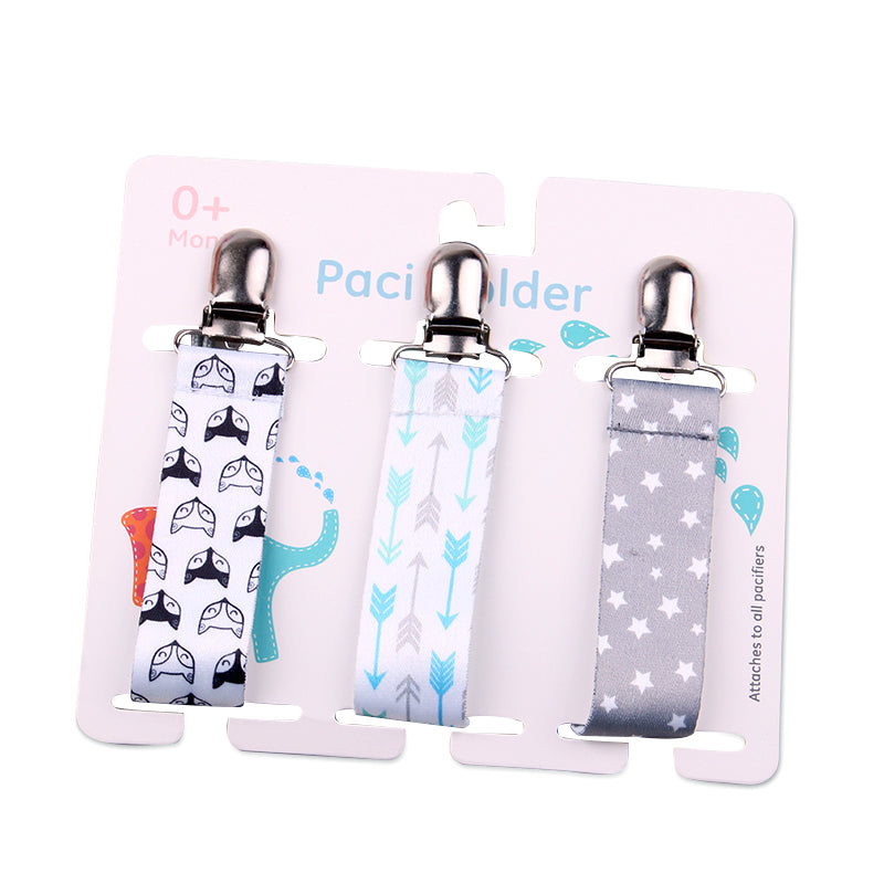 Baby Pacifier Clip Set – 3 Pack, Cartoon Designs