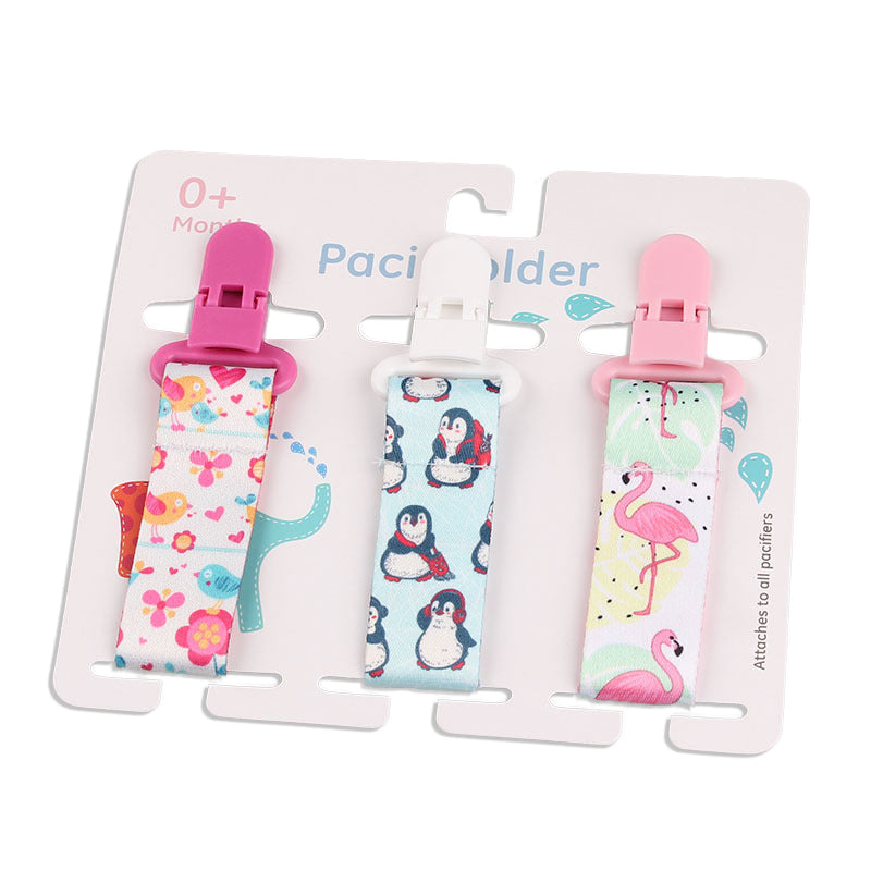 Baby Pacifier Clip Set – 3 Pack, Cartoon Designs