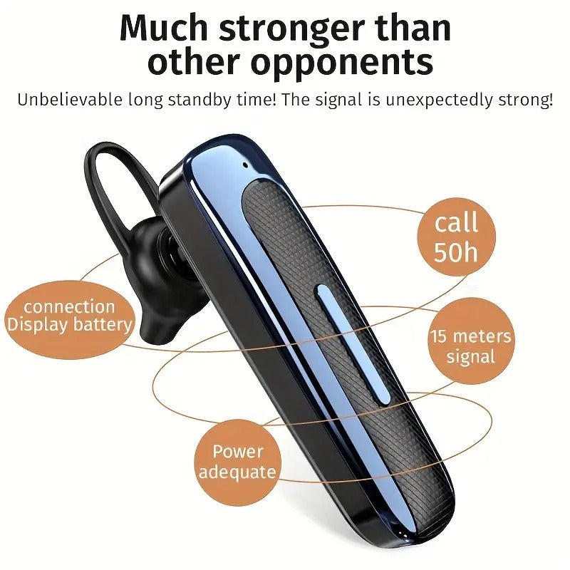 E1 Bluetooth Headset – Single Ear, IPX5, 20-Hour Battery