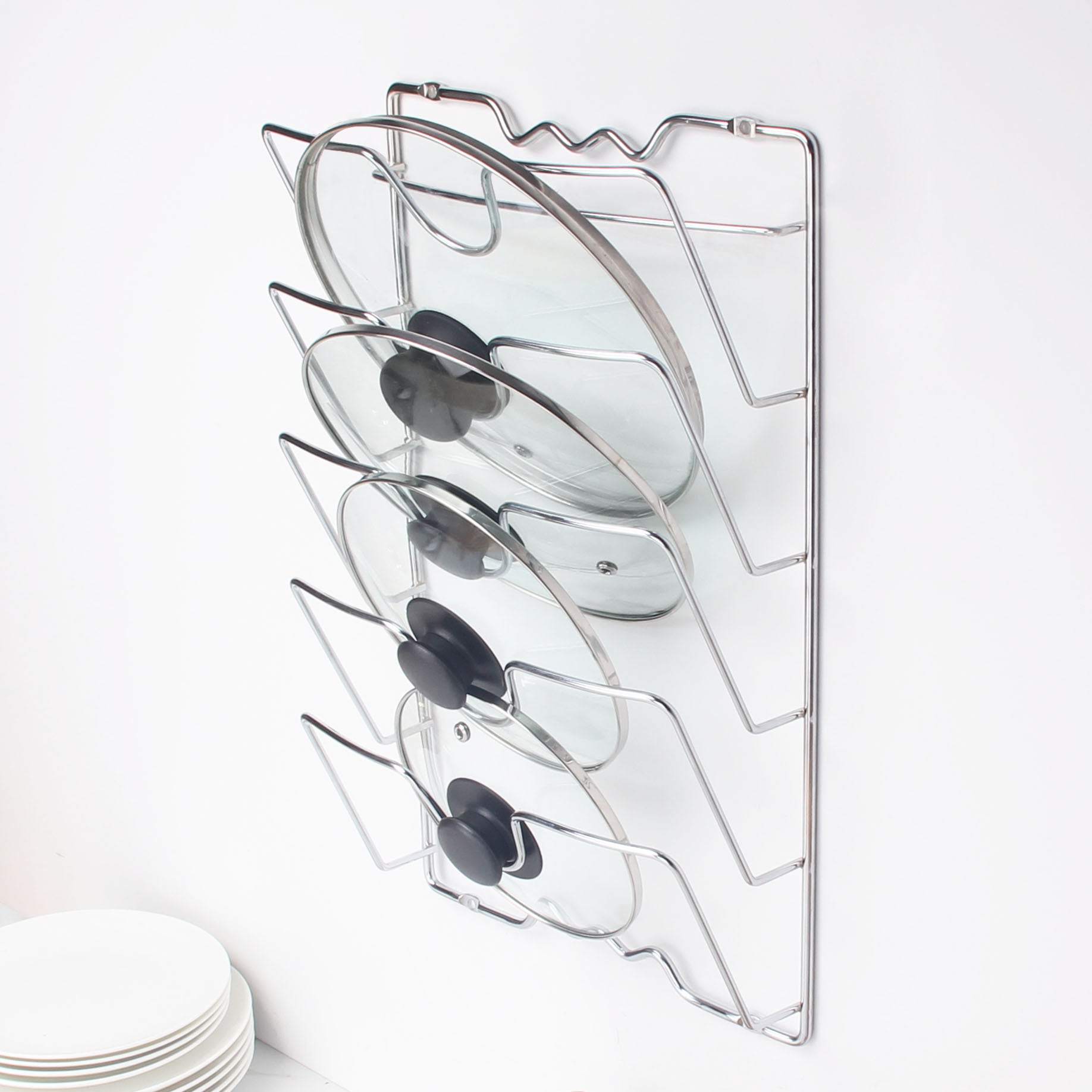 Wall-Mounted Kitchen Rack – 5-Tier Iron, Silver