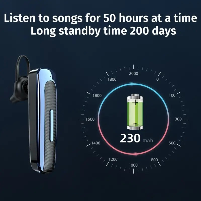 E1 Bluetooth Headset – Single Ear, IPX5, 20-Hour Battery