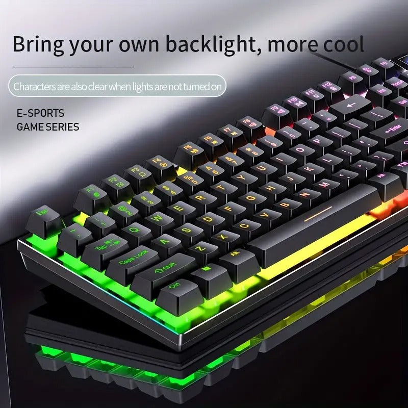 USB Wired Gaming Keyboard – 104 Keys, Rainbow RGB