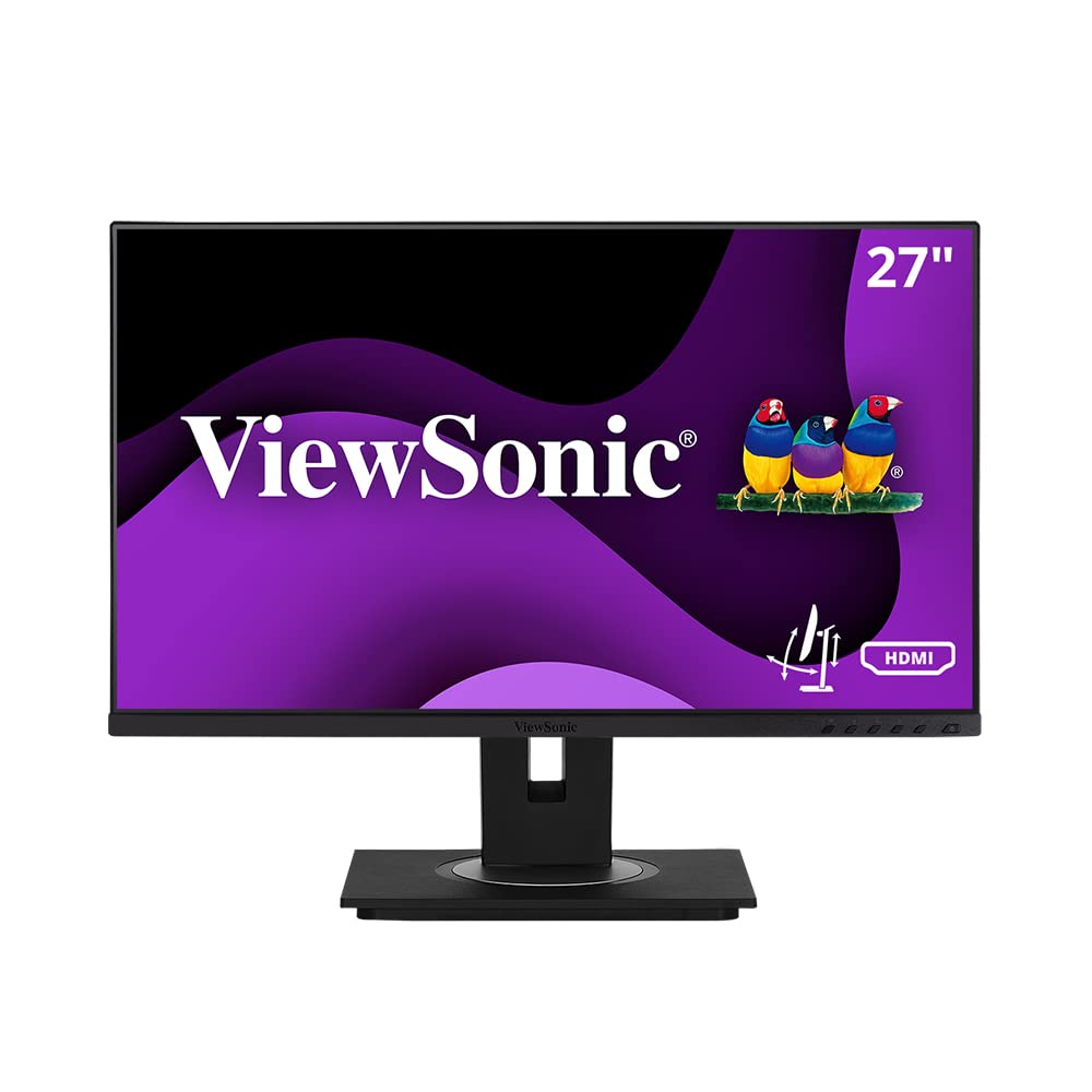 ViewSonic VG2748A 27 Inch IPS 1080p Ergonomic Monitor with Ultra-Thin Bezels HDMI DisplayPort USB VGA and 40 Degree Tilt for Home and Office Black