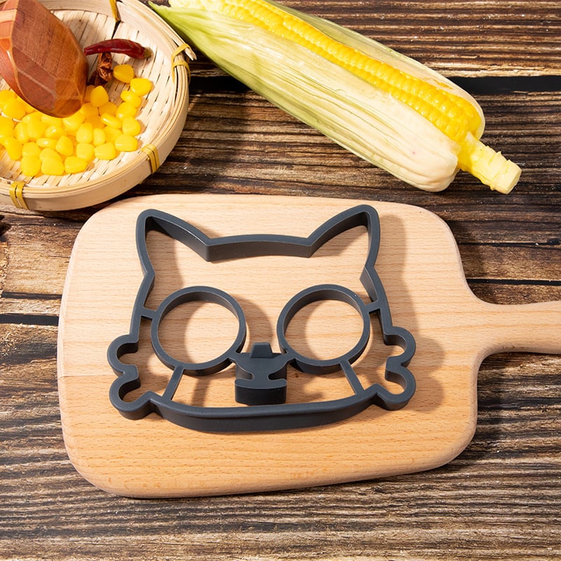 Silicone Cat Head Egg Mold – Food Grade, Dark Gray