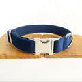 Adjustable Velvet Dog Collar – Navy Blue, Sizes XS–XL