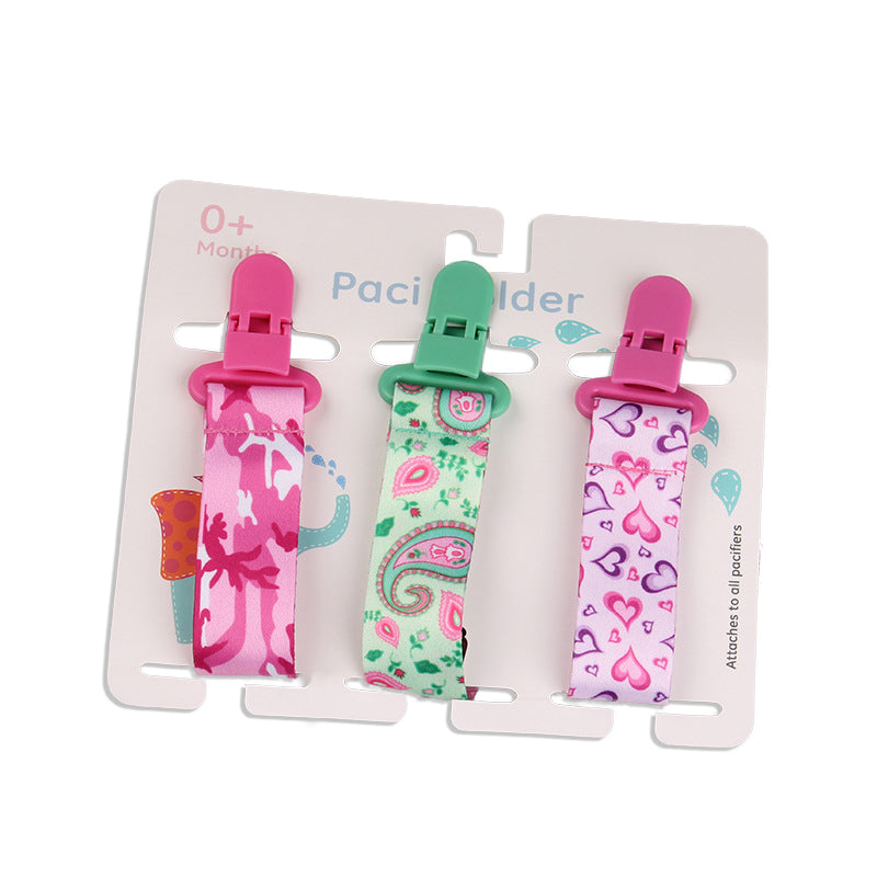 Baby Pacifier Clip Set – 3 Pack, Cartoon Designs