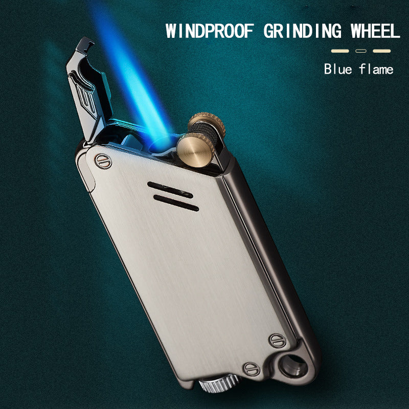 Metal Windproof Lighter – Blue Flame, Butane, 3 Colors