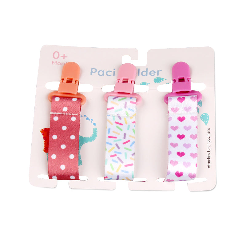 Baby Pacifier Clip Set – 3 Pack, Cartoon Designs