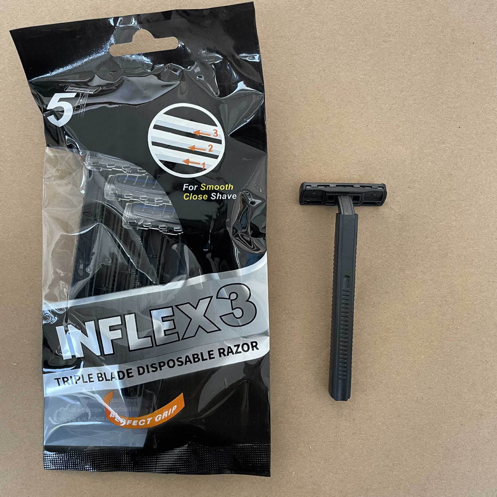 INFLEX Men's Disposable Razor 5-Pack – Double Blade with Long Safety Handle