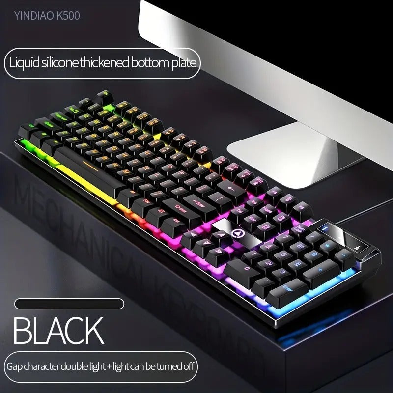 USB Wired Gaming Keyboard – 104 Keys, Rainbow RGB