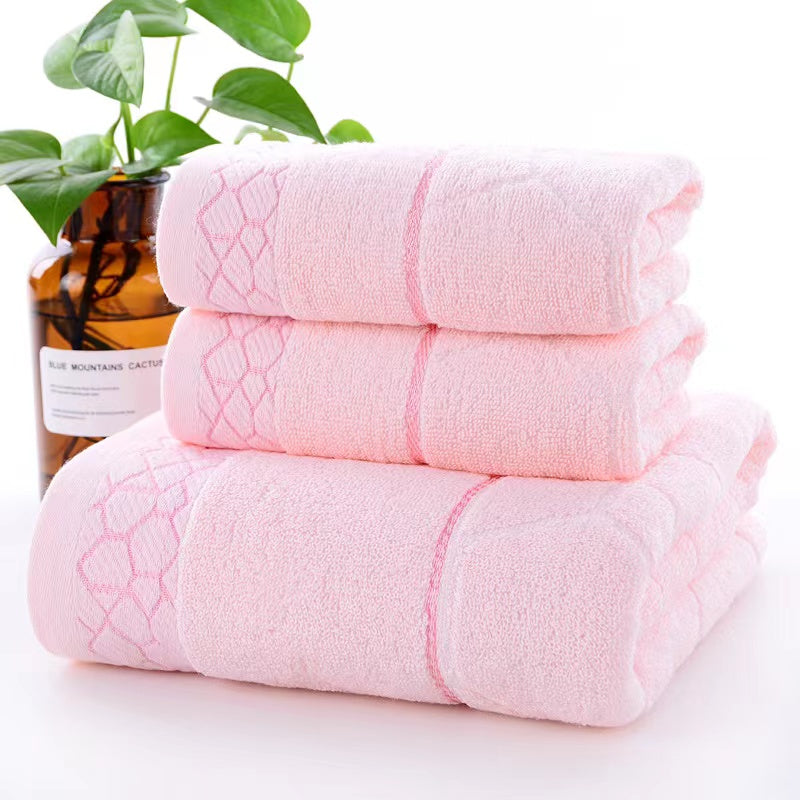Pure Cotton Bath Towel Set (3-Pack) – Soft & Absorbent 70x140cm Towels in Blue, Yellow & Pink