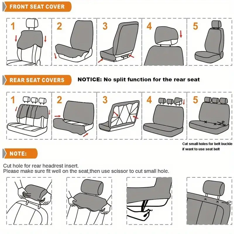 Polyester Car Seat Covers – 2, 4 or 9-Piece Set