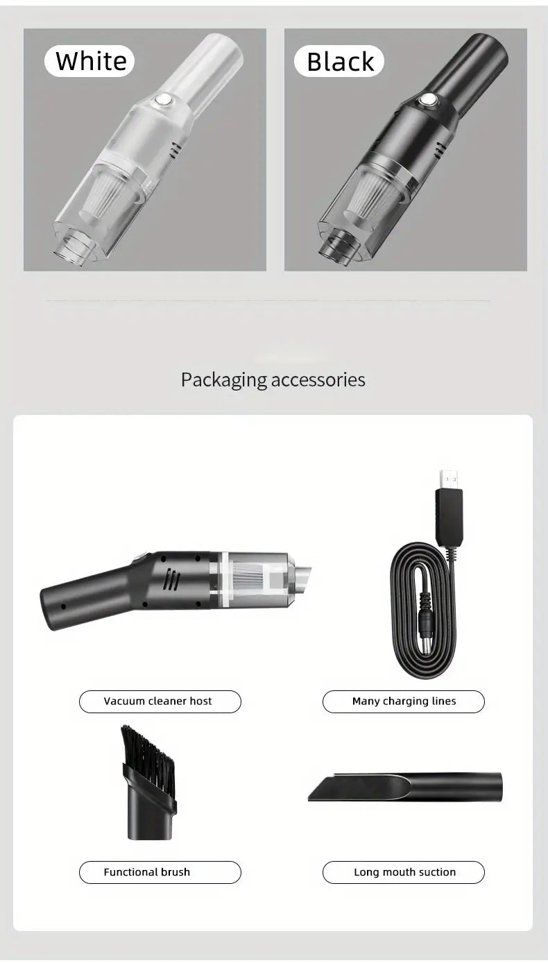 Cordless Car Vacuum Cleaner – Copper Motor, ABS