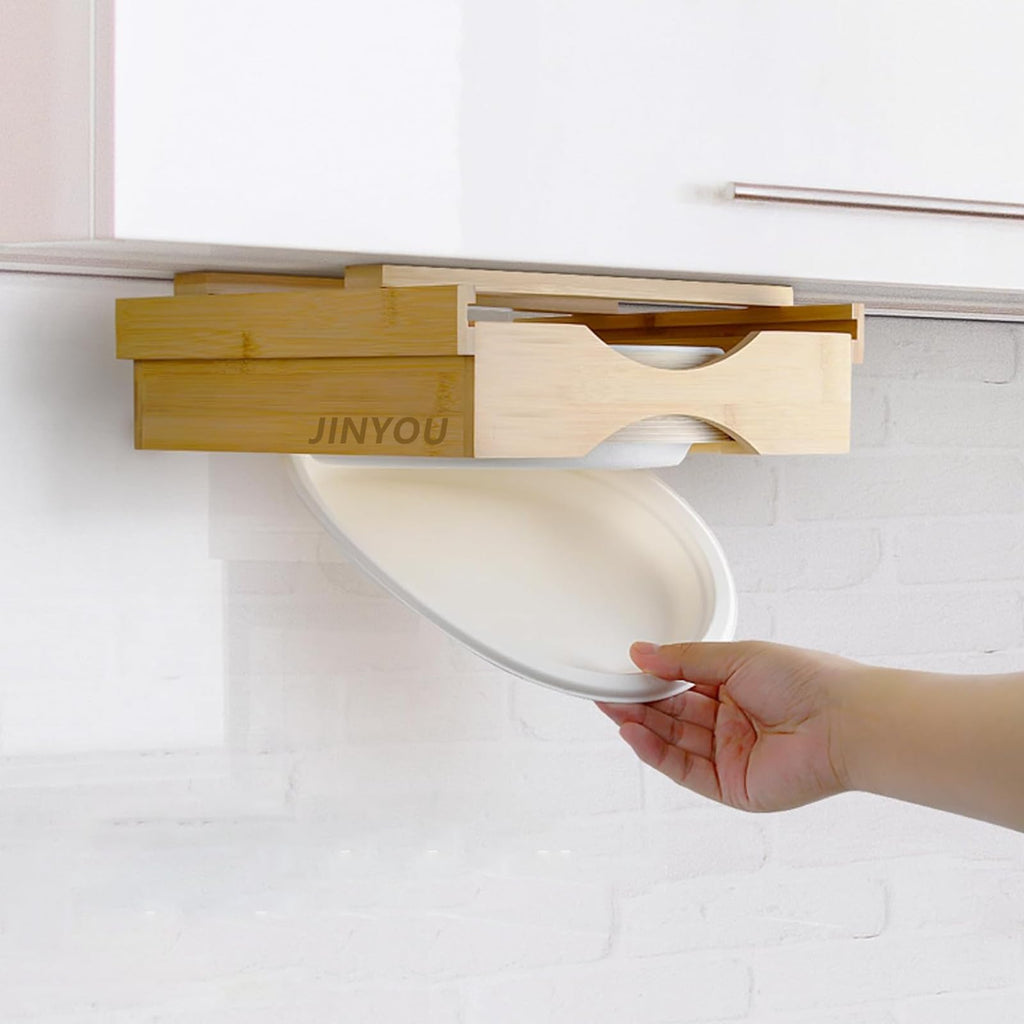 Bamboo Paper Plate Dispenser – Under Cabinet
