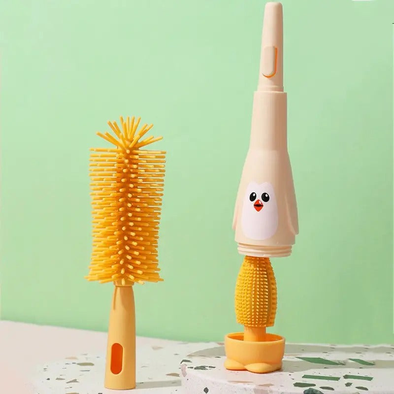 3-in-1 Silicone Baby Bottle Brush Set – Penguin Design