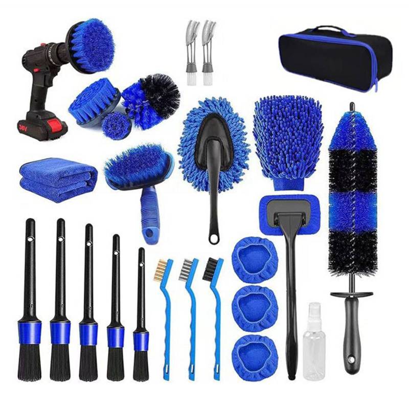 26-Piece Car Detailing Brush Set with Drill