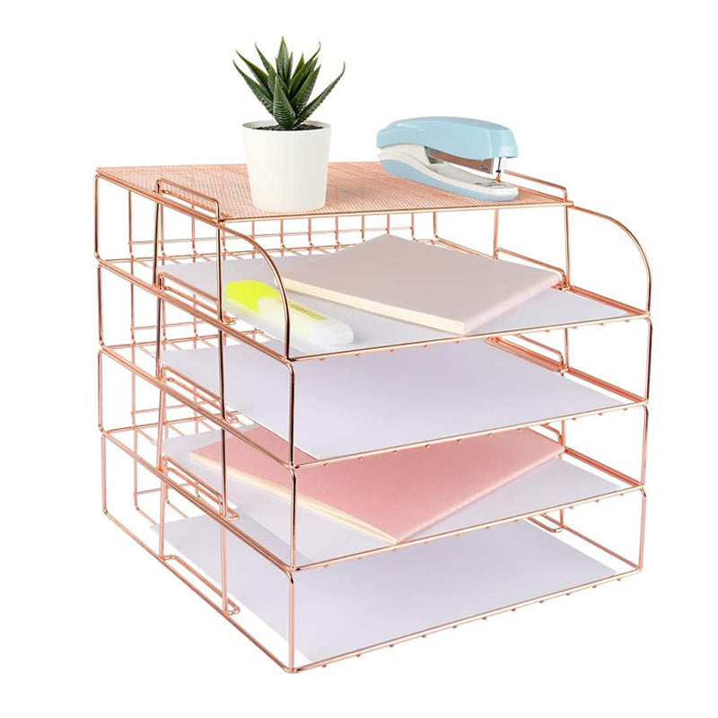 4-Layer Metal Desk File Organizer – 3 Colors