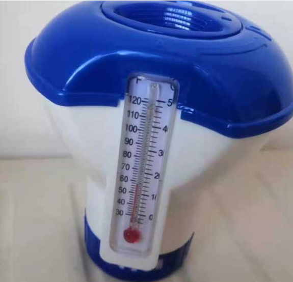 Floating Pool Chemical Dispenser with Thermometer – 5 Inch