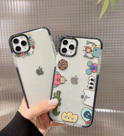 Cartoon Monster Transparent iPhone Case – TPU, Cute Robot Design