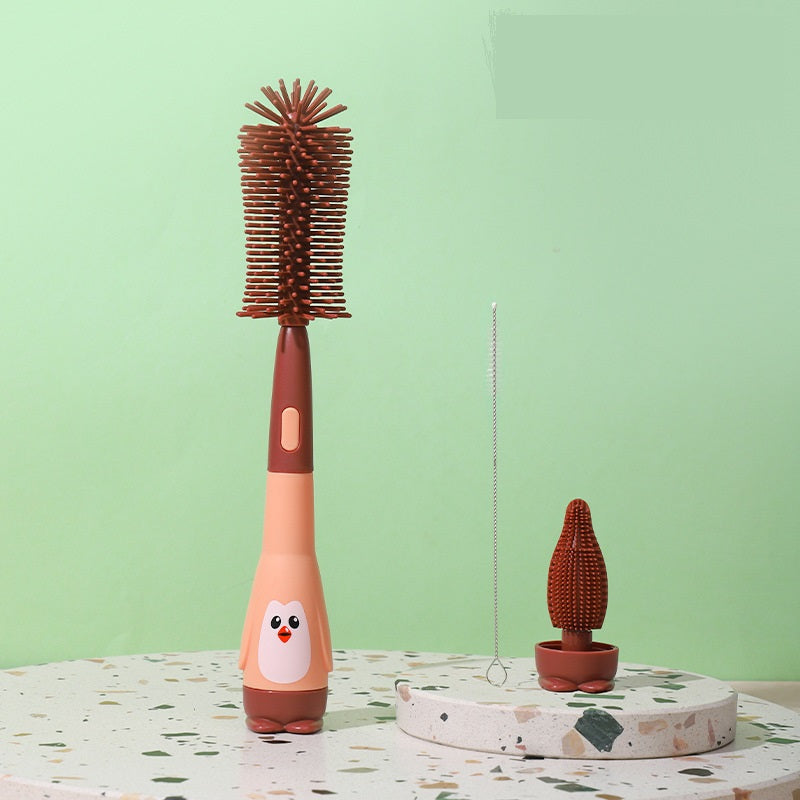3-in-1 Silicone Baby Bottle Brush Set – Penguin Design