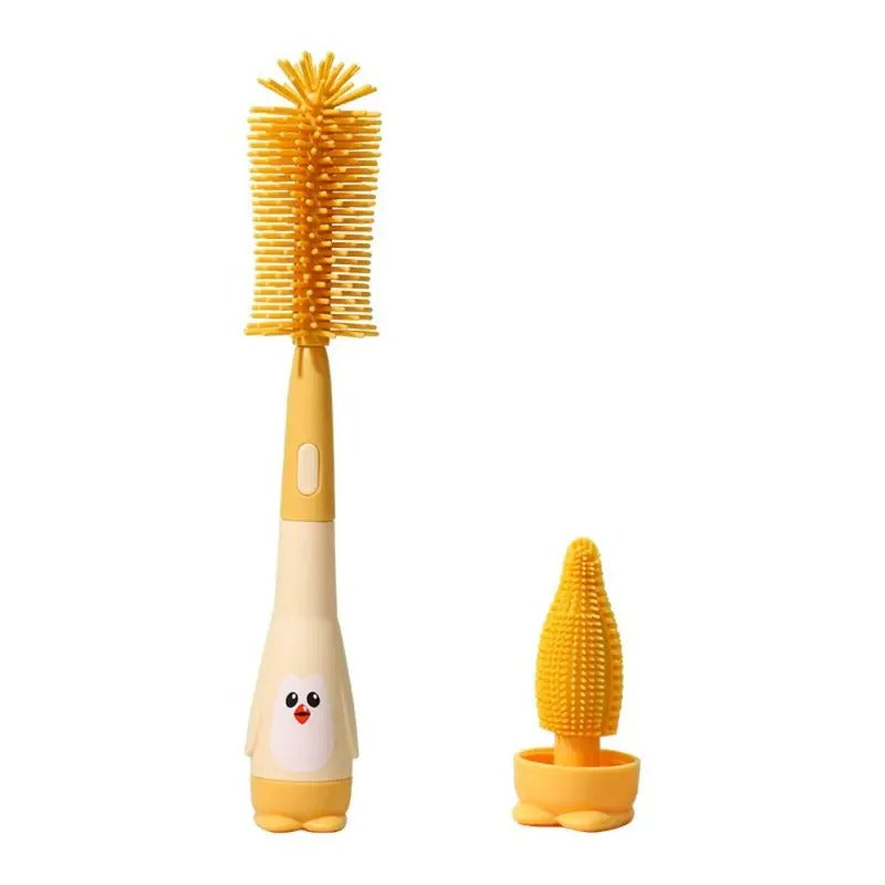 3-in-1 Silicone Baby Bottle Brush Set – Penguin Design