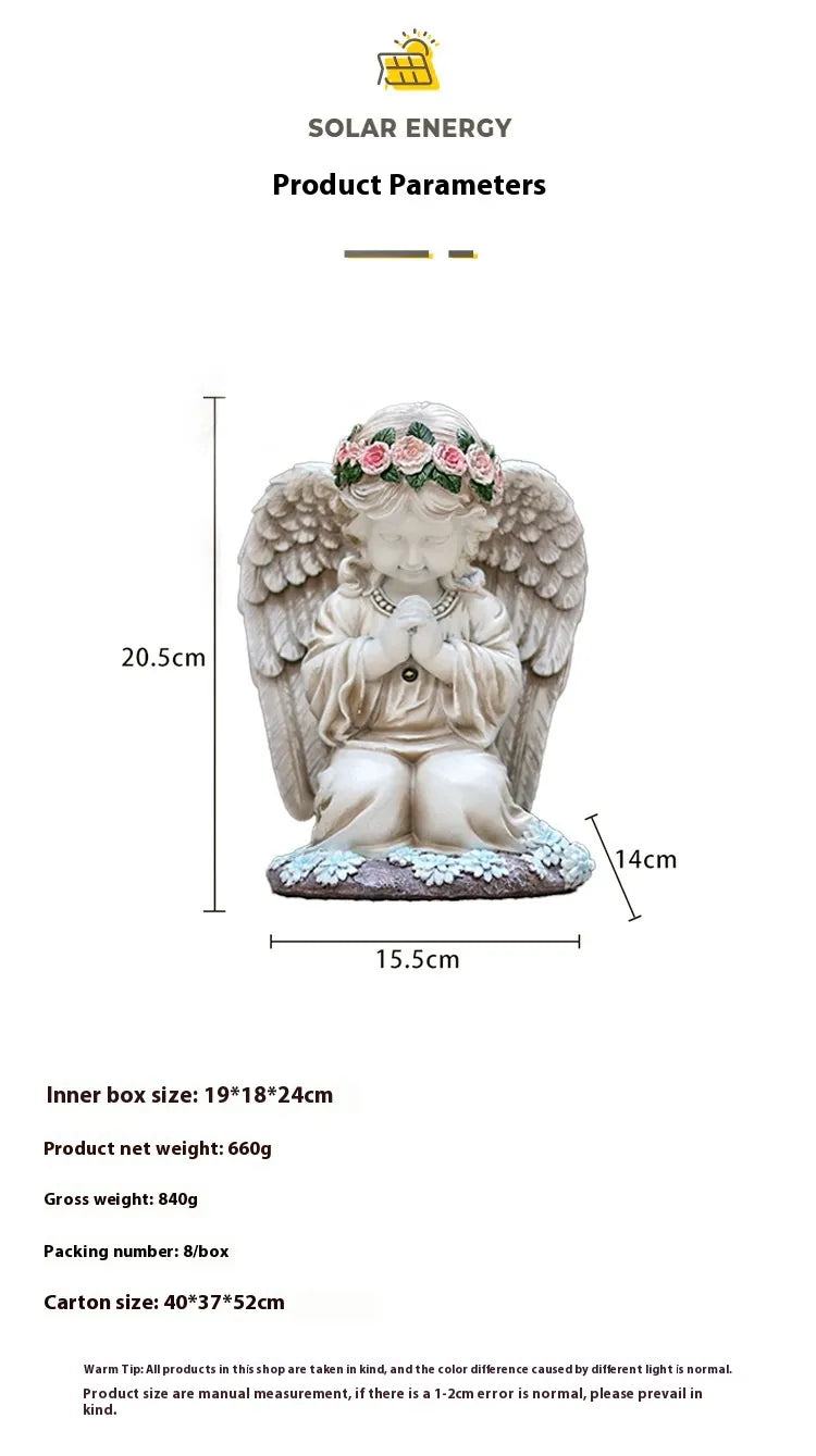 Resin Angel Solar Garden Lamp – Outdoor Yard Decor