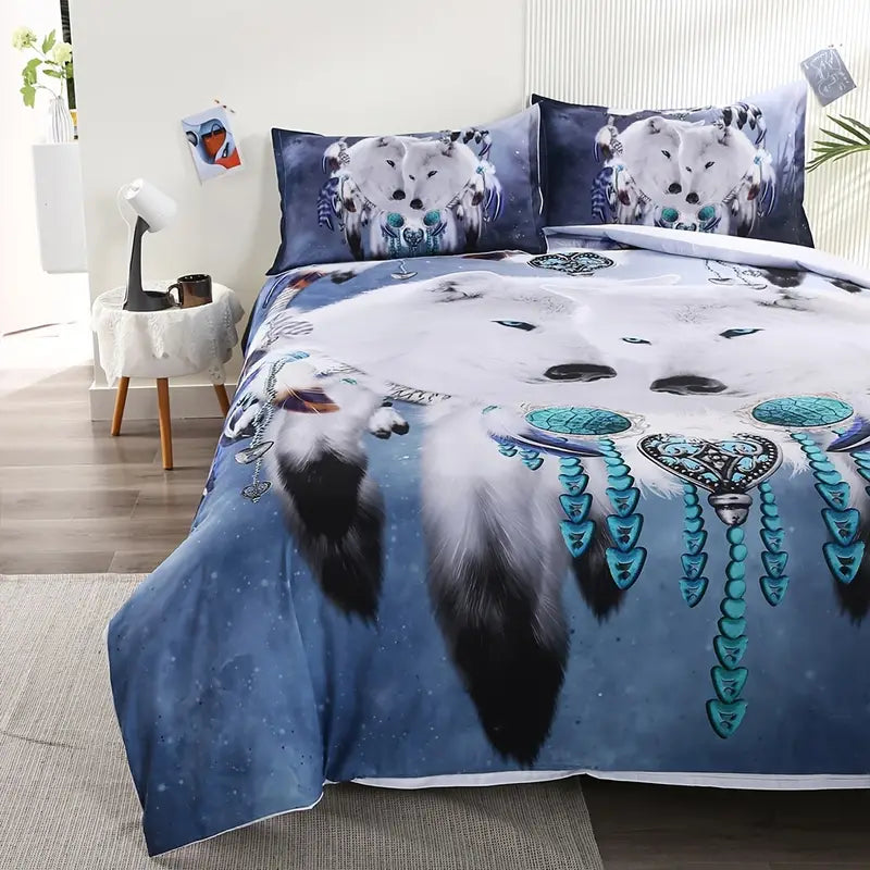 Wolf Print Duvet Cover Set – 3pcs, 4 Sizes