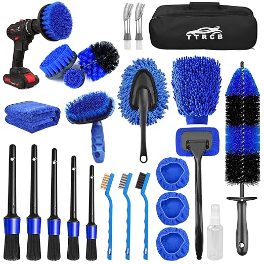 26-Piece Car Detailing Brush Set with Drill