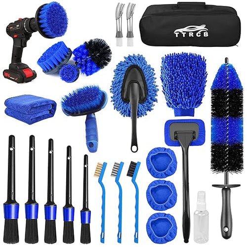 26-Piece Car Detailing Brush Set with Drill