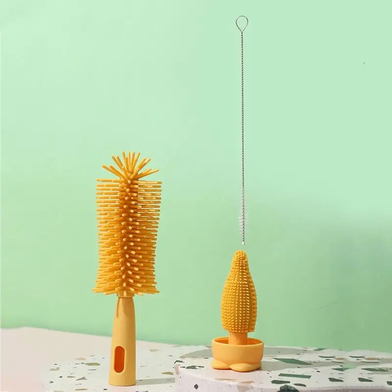 3-in-1 Silicone Baby Bottle Brush Set – Penguin Design