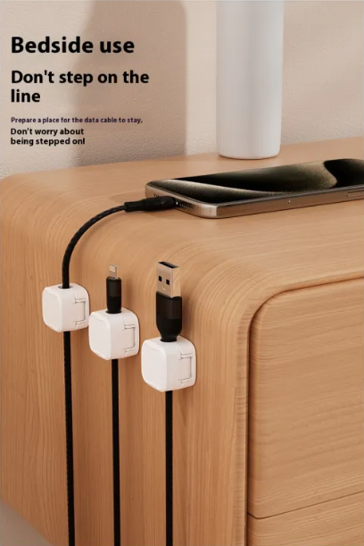 Magnetic Cable Organizer Clips – No-Nail Cord Holder for Desk, Nightstand & More